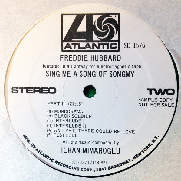 Freddie Hubbard, Ilhan Mimaroglu : Sing Me A Song Of Songmy (A Fantasy For Electromagnetic Tape) (LP, Album, Promo)