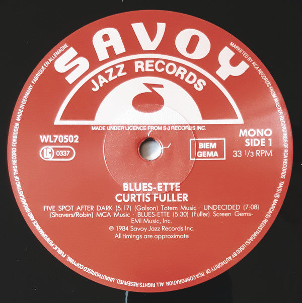 Curtis Fuller : Blues-ette (LP, Album, RE)