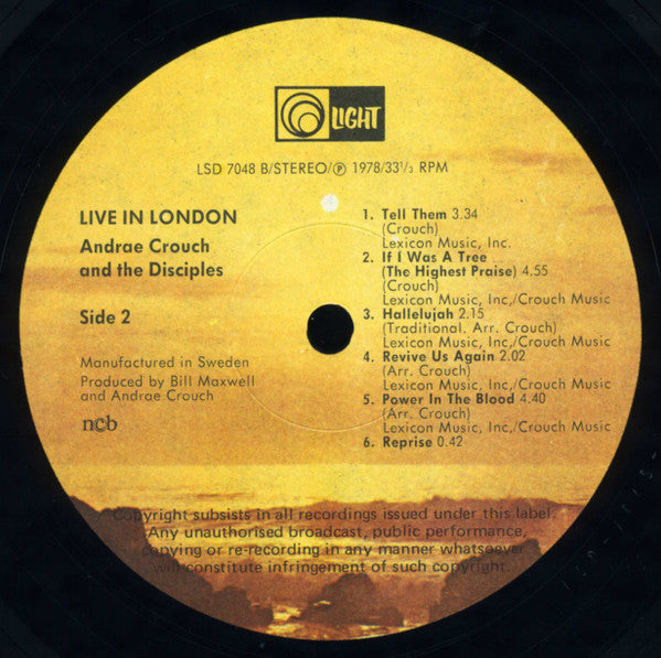 Andraé Crouch & The Disciples ~ Live In London (Vinyl) - Djungel & Jazz