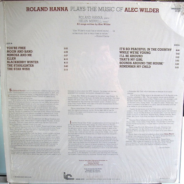 Roland Hanna ~ Roland Hanna Plays The Music Of Alec Wilder (Vinyl) - Djungel & Jazz