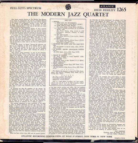 The Modern Jazz Quartet ~ The Modern Jazz Quartet (Vinyl) - Djungel & Jazz