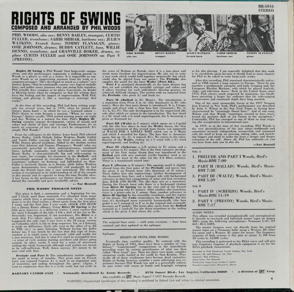 Phil Woods ~ Rights Of Swing (Vinyl) - Djungel & Jazz