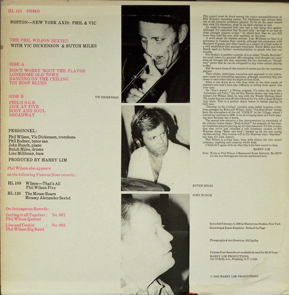 The Phil Wilson Sextet With Vic Dickenson And Butch Miles ~ Boston-New York Axis: Phil & Vic (Vinyl) - Djungel & Jazz