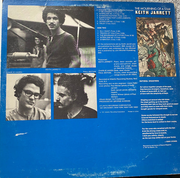 Keith Jarrett : The Mourning Of A Star (LP, Album, Promo, Ric)