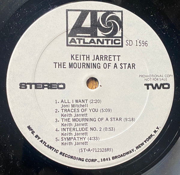 Keith Jarrett : The Mourning Of A Star (LP, Album, Promo, Ric)