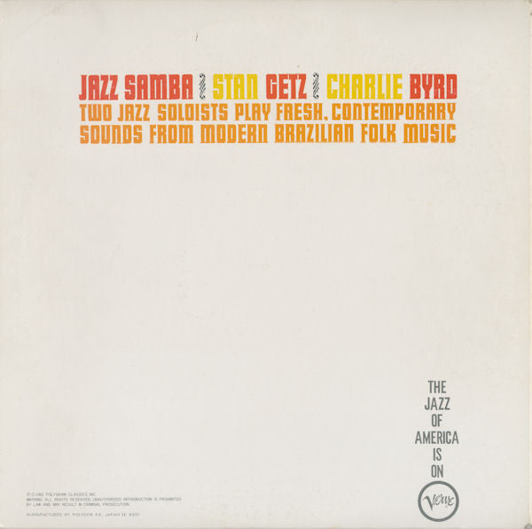 Stan Getz / Charlie Byrd : Jazz Samba (LP, Album, RE, Gat)