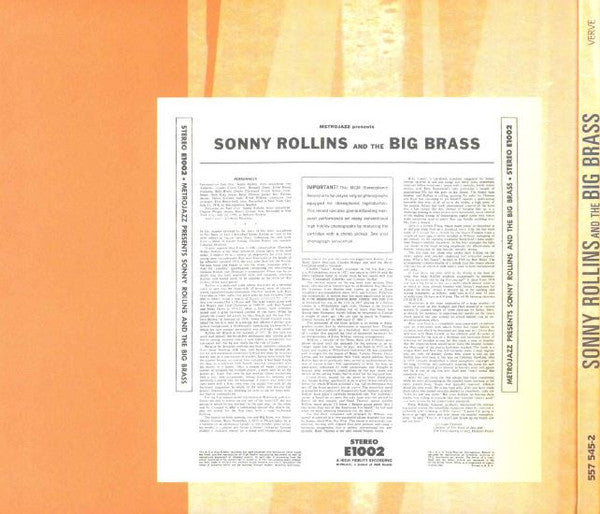 Sonny Rollins ~ Sonny Rollins And The Big Brass (Vinyl) - Djungel & Jazz