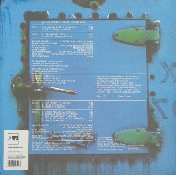 Volker Kriegel ~ Inside: Missing Link (Vinyl) - Djungel & Jazz