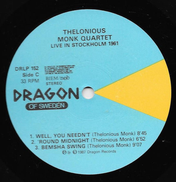 Thelonious Monk Quartet ~ Live In Stockholm 1961 (Vinyl) - Djungel & Jazz