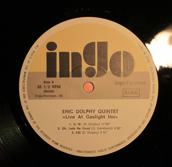 Eric Dolphy Quintet ~ Live At Gaslight Inn, October 1962 (Vinyl) - Djungel & Jazz