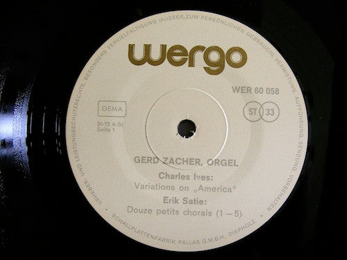 Charles Ives / Erik Satie / Juan Allende-Blin - Gerd Zacher ~ Zwischen Orgel Und Leierkasten (Vinyl) - Djungel & Jazz