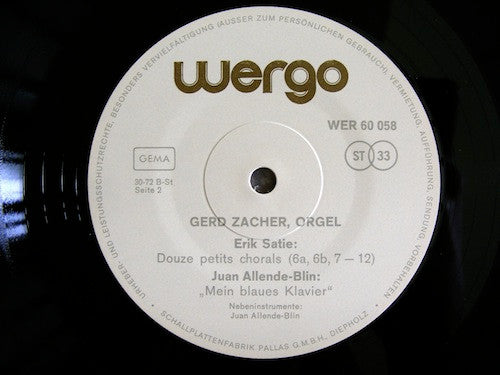 Charles Ives / Erik Satie / Juan Allende-Blin - Gerd Zacher ~ Zwischen Orgel Und Leierkasten (Vinyl) - Djungel & Jazz