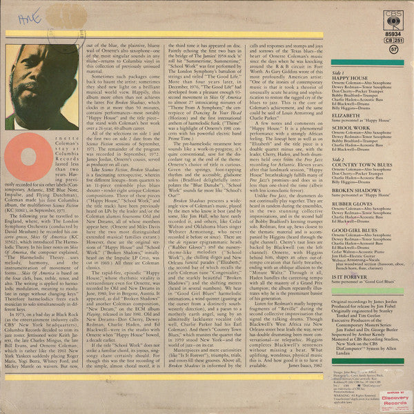 Ornette Coleman ~ Broken Shadows (Vinyl) - Djungel & Jazz
