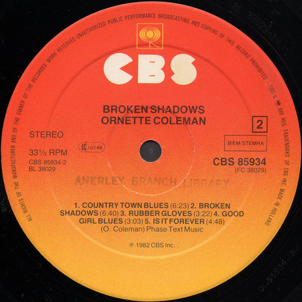 Ornette Coleman ~ Broken Shadows (Vinyl) - Djungel & Jazz
