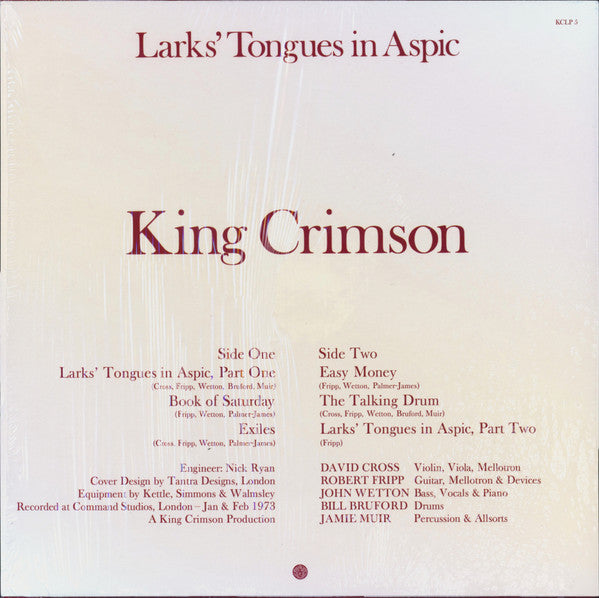 King Crimson ~ Larks' Tongues In Aspic (Vinyl) - Djungel & Jazz