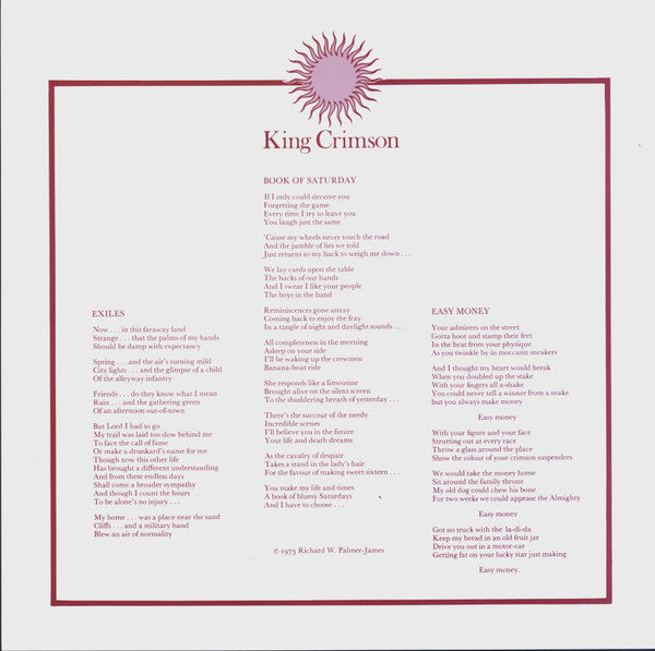 King Crimson ~ Larks' Tongues In Aspic (Vinyl) - Djungel & Jazz