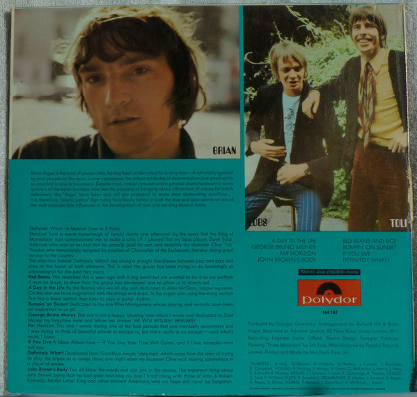 Brian Auger & The Trinity ~ Definitely What! (Vinyl) - Djungel & Jazz