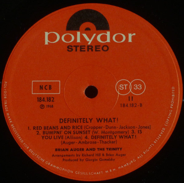 Brian Auger & The Trinity ~ Definitely What! (Vinyl) - Djungel & Jazz