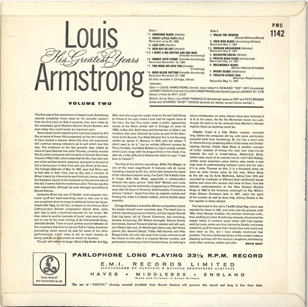 Louis Armstrong ~ His Greatest Years - Volume 2 (Vinyl) - Djungel & Jazz