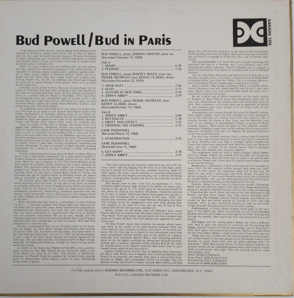 Bud Powell ~ Bud In Paris (Vinyl) - Djungel & Jazz