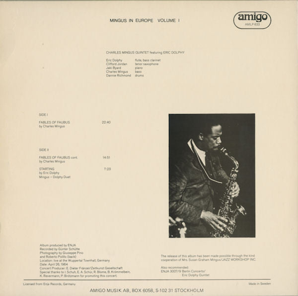 The Charles Mingus Quintet ~ Mingus In Europe Volume I (Vinyl) - Djungel & Jazz