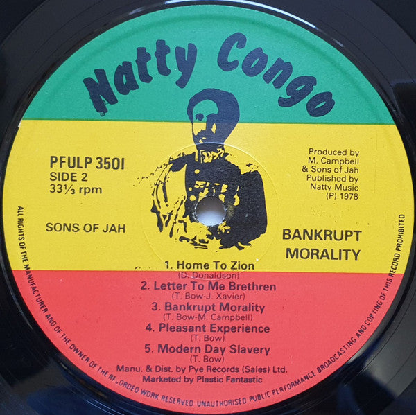 Sons Of Jah : Bankrupt Morality (LP, Album)