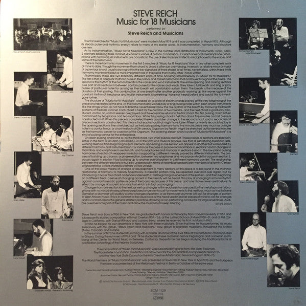 Steve Reich ~ Music For 18 Musicians (Vinyl) - Djungel & Jazz