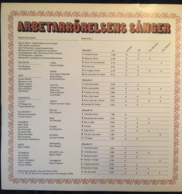 Various ~ Arbetarrörelsens Sånger (Vinyl) - Djungel & Jazz