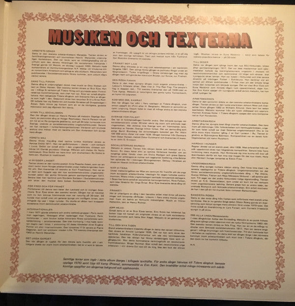 Various ~ Arbetarrörelsens Sånger (Vinyl) - Djungel & Jazz