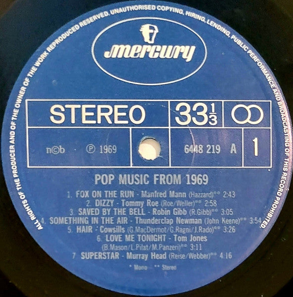 Various ~ Pop Music From 1969 (Vinyl) - Djungel & Jazz