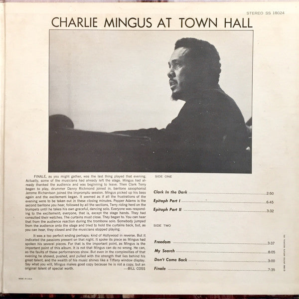 Charlie Mingus ~ Town Hall Concert (Vinyl) - Djungel & Jazz