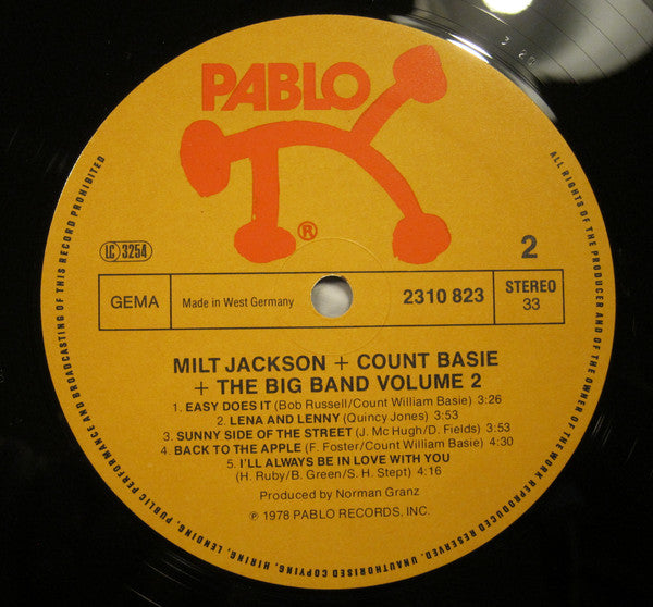 Milt Jackson + Count Basie + The Big Band ~ Milt Jackson + Count Basie + The Big Band Vol. 2 (Vinyl) - Djungel & Jazz