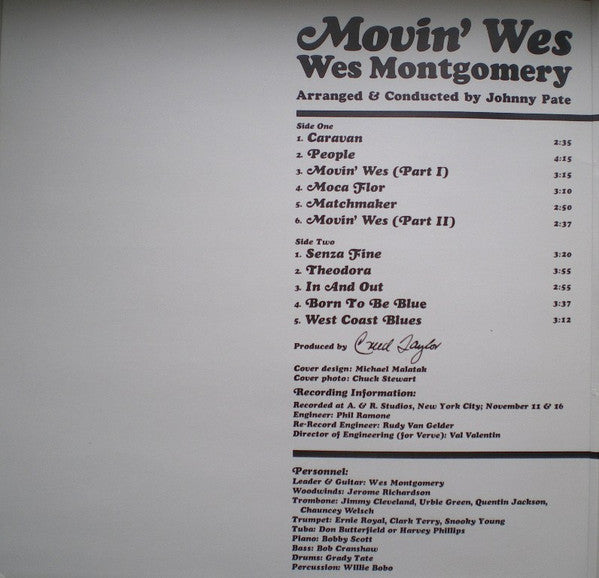 Wes Montgomery ~ Movin' Wes (Vinyl) - Djungel & Jazz