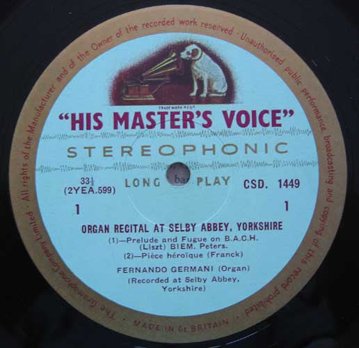 Fernando Germani ~ Organ Recital At Selby Abbey, Yorkshire (Vinyl) - Djungel & Jazz