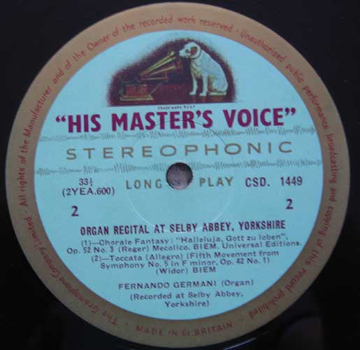 Fernando Germani ~ Organ Recital At Selby Abbey, Yorkshire (Vinyl) - Djungel & Jazz