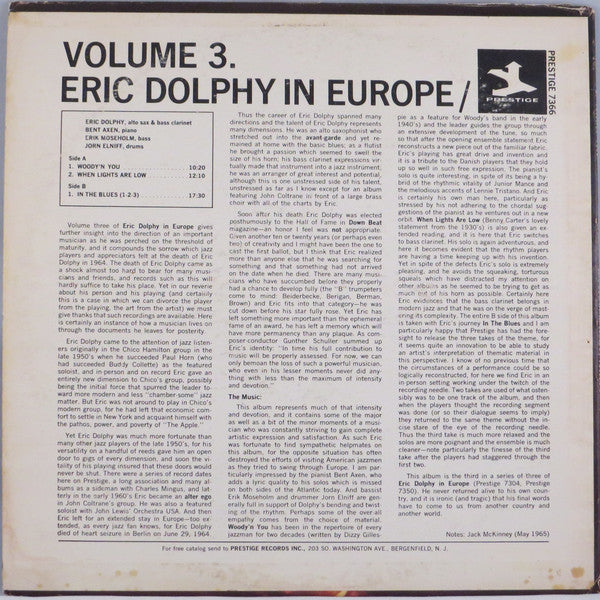 Eric Dolphy ~ In Europe / Volume 3. (Vinyl) - Djungel & Jazz
