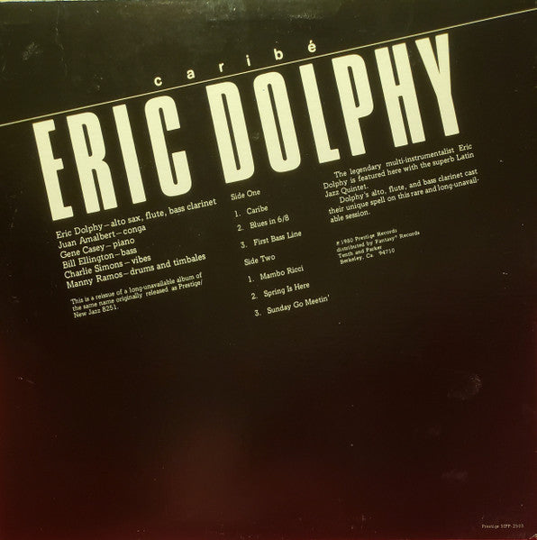 Eric Dolphy With The Latin Jazz Quintet ~ Caribé (Vinyl) - Djungel & Jazz