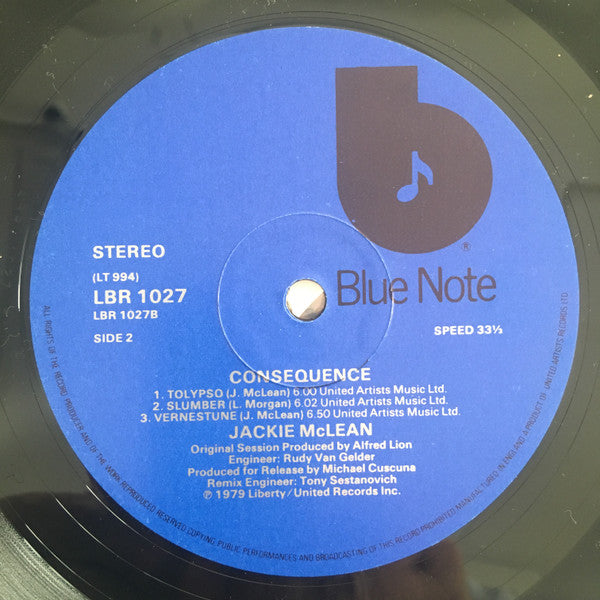 Jackie McLean ~ Consequence (Vinyl) - Djungel & Jazz