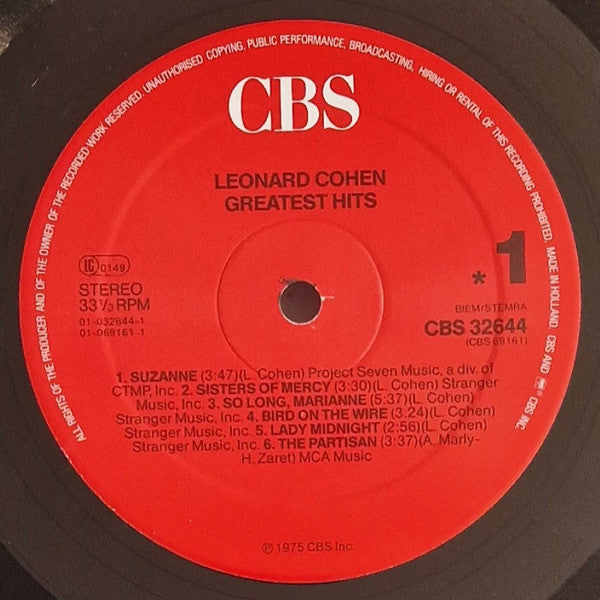 Leonard Cohen ~ Greatest Hits (Vinyl) - Djungel & Jazz