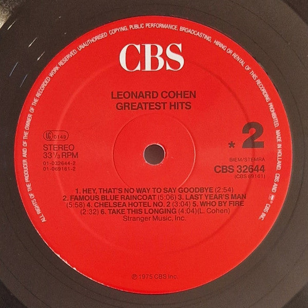 Leonard Cohen ~ Greatest Hits (Vinyl) - Djungel & Jazz