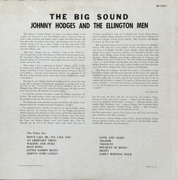 Johnny Hodges And The Duke's Men : The Big Sound (LP, Album, Mono)