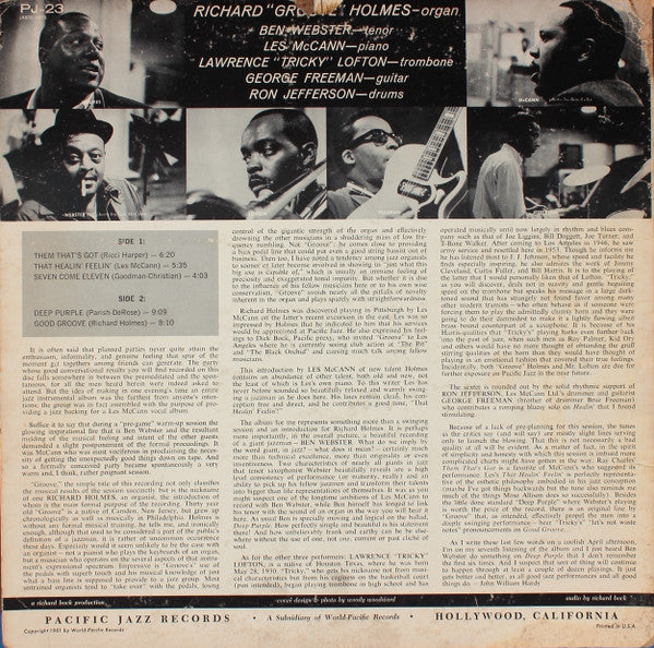 Richard "Groove" Holmes ~ "Groove" (Vinyl) - Djungel & Jazz