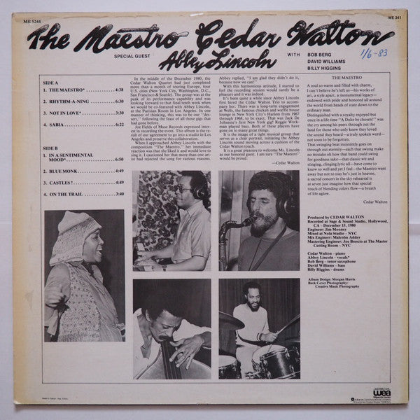 Cedar Walton Featuring Abbey Lincoln : The Maestro (LP, Album)