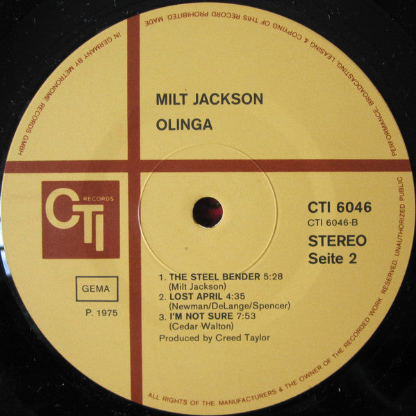 Milt Jackson : Olinga (LP, Album, Gat)