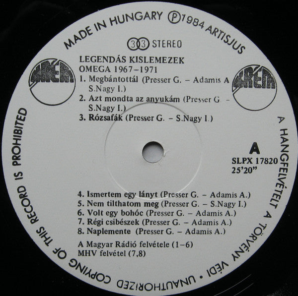 Omega (5) : Legendás Kislemezek 1967-1971 (LP, Comp)