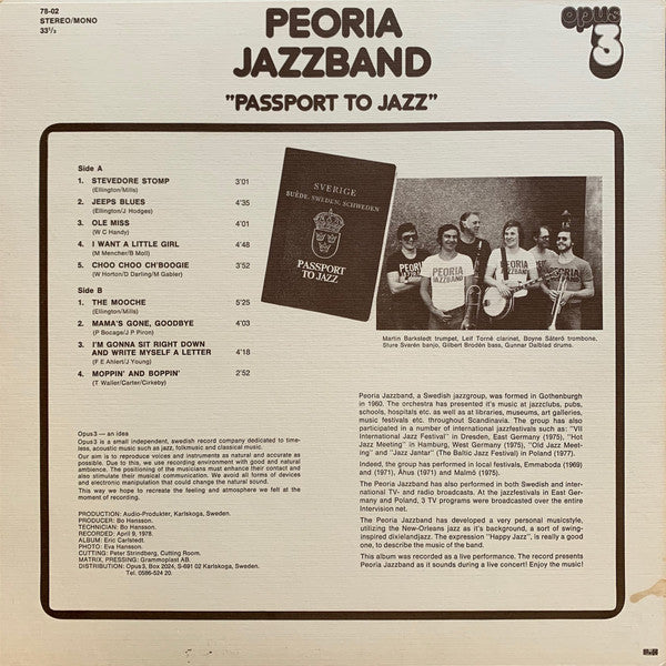 Peoria Jazzband : Passport To Jazz (LP, Album)