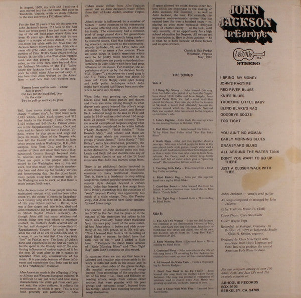 John Jackson ~ In Europe (Vinyl) - Djungel & Jazz