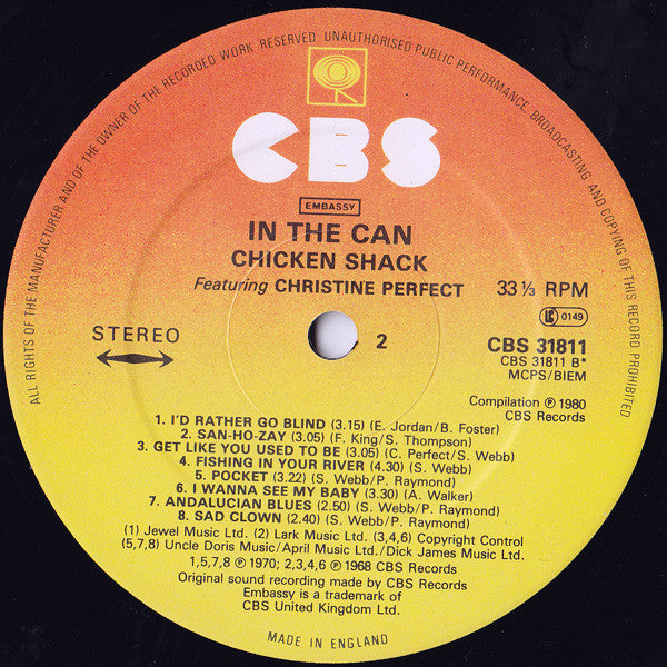 Chicken Shack : In The Can (LP, Comp, Ora)