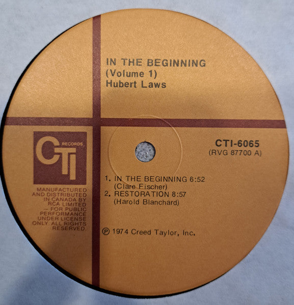 Hubert Laws ~ Then There Was Light (Volume 1) (Vinyl) - Djungel & Jazz