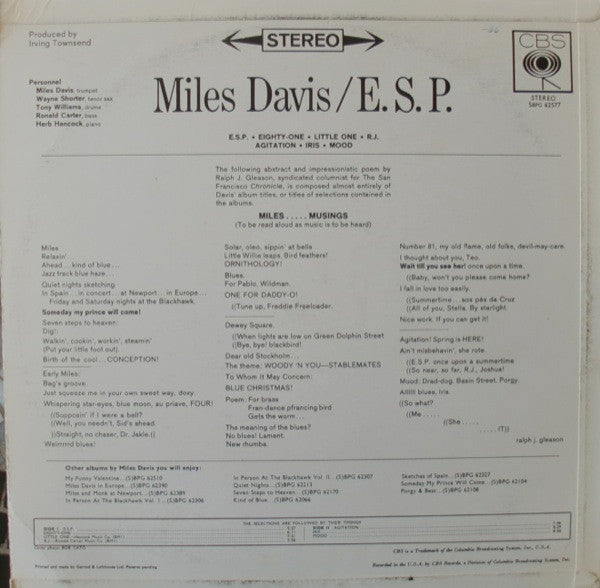 Miles Davis ~ E.S.P. (Vinyl) - Djungel & Jazz